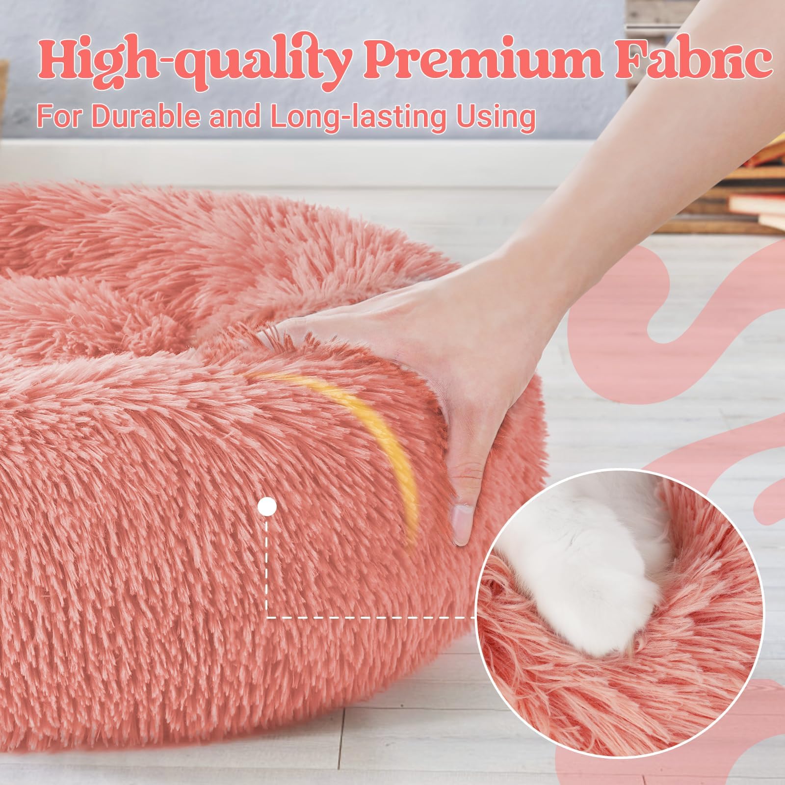 rabbitgoo Calming Cat Beds for Indoor Cats, 20 inches, Pink