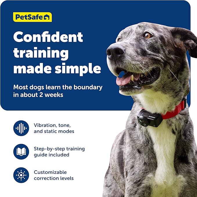 PetSafe Original Wireless Electric Fence for Dogs, Portable for Travel Covers Up to 1/2 Acre, Waterproof Collar for Pets 8lb+ with Tone/Static (Gray), from the Parent Company of Invisible Fence Brand