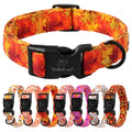 Babole Pet Nylon Dog Collar - Adjustable Rose Red Soft Webbing Dog Collars for Small Medium Large Dogs Boy Girl Puppy Collar with Safety Metal Buckle L