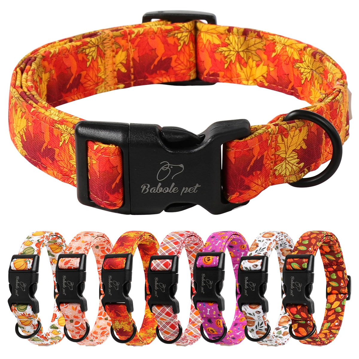 Babole Pet Nylon Dog Collar - Adjustable Orange Soft Webbing Dog Collars for Small Medium Large Dogs Boy Girl Puppy Collar with Safety Metal Buckle XS