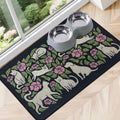 SHIYUE Dog Food Mats for Floors, Absorbent Cat Bowl for Food and Water, Non-Slip Accessories Pet Supplies(16"x24",Black Animal Flower)
