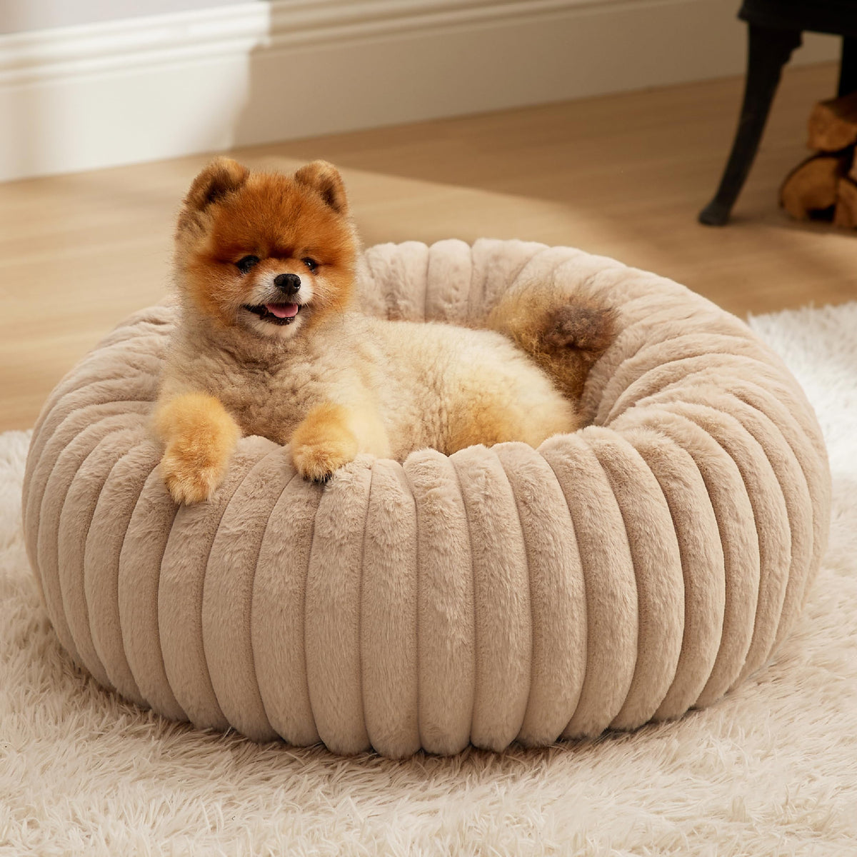 Bedsure ComfyFleece® Donut Dog Beds Large Sized Dog with Washable Cover