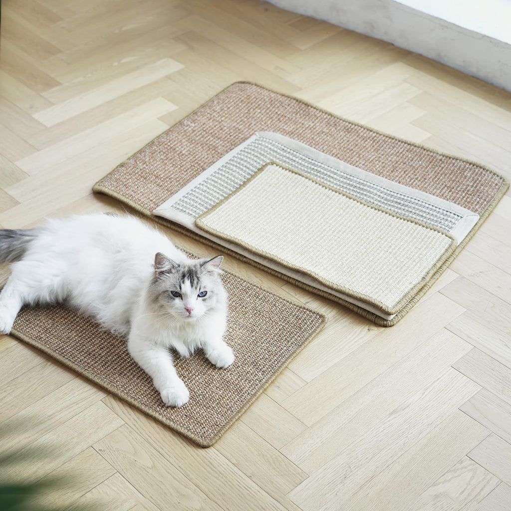 FUKUMARU Cat Scratcher Mat, 23.6 X 15.7 Inch Natural Sisal Cat Scratch Mat
