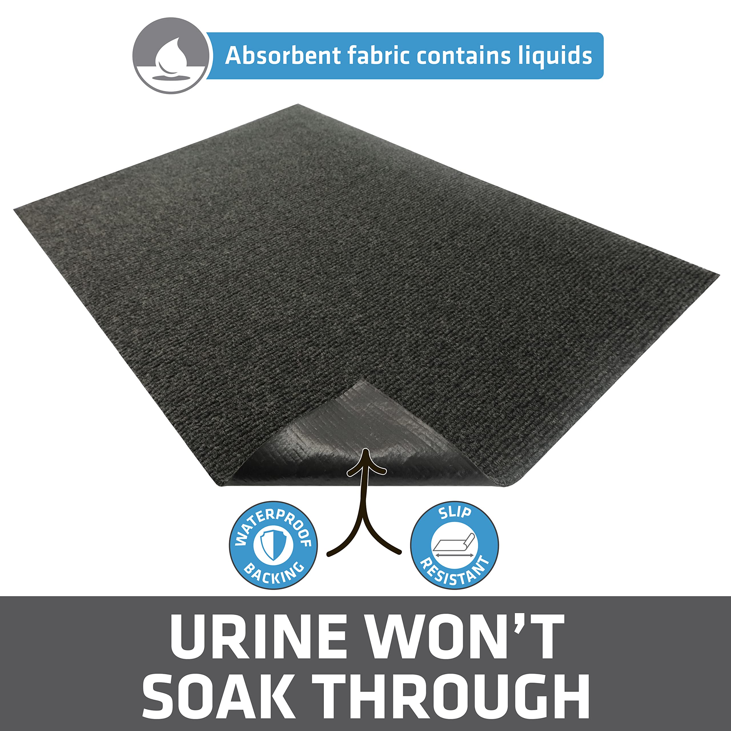 Drymate Cat Litter Box Mat, Litter Trapping Mat, Charcoal, 30x45 Jumbo XXL
