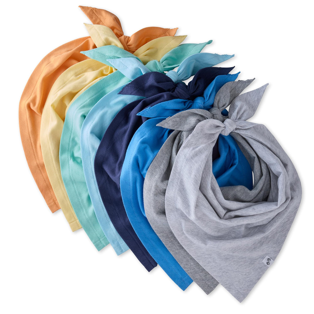 Pet Passion Bandit - THE PET Bandana, 8 Pack 100% Organic Cotton Pet Bandanas Clothes for Small, Medium, Large Dogs, Rainbow Blue, X-Small/Small