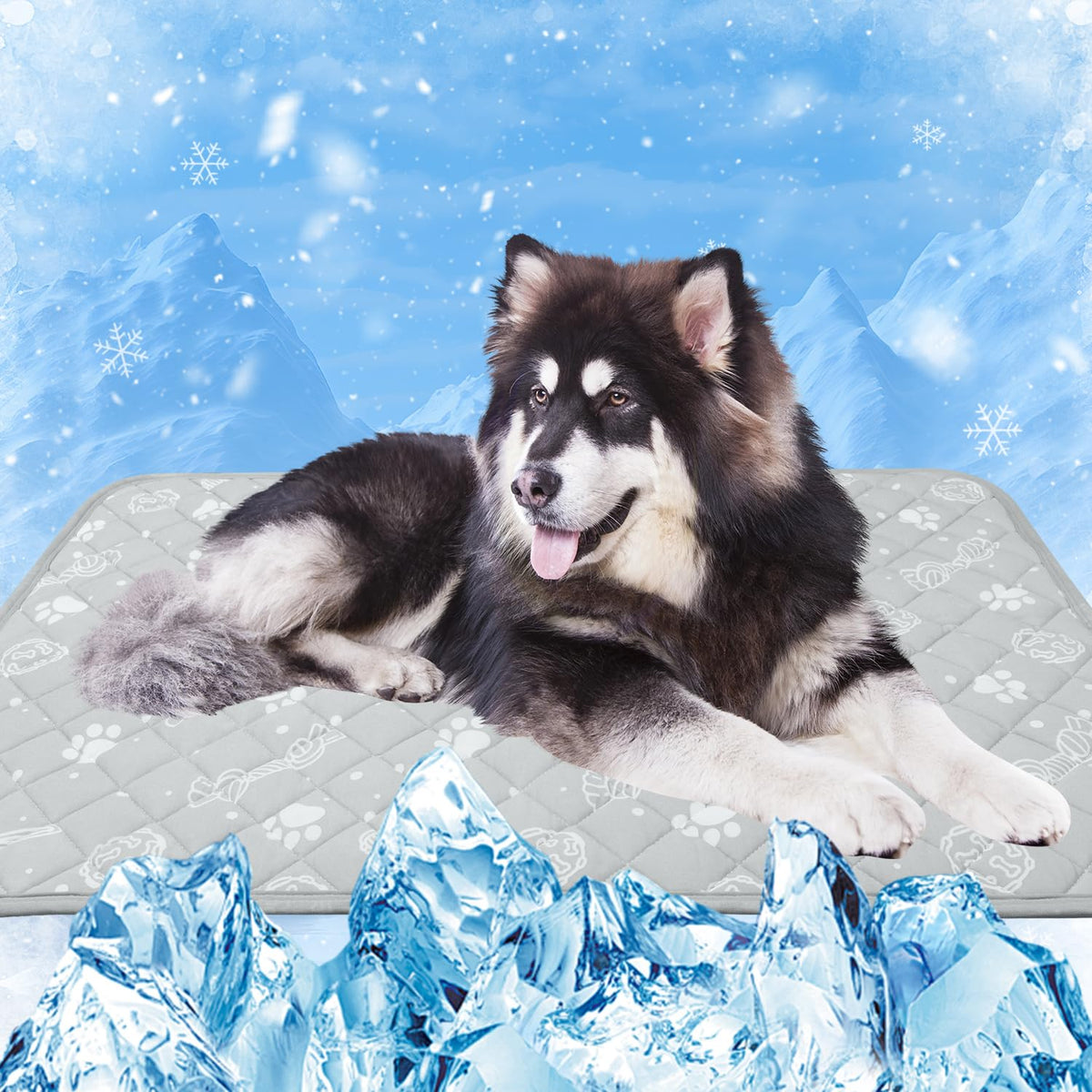 Self Dog Cooling Mat 39”x 59”,Color-Changing,Foldable and Washable,Grey