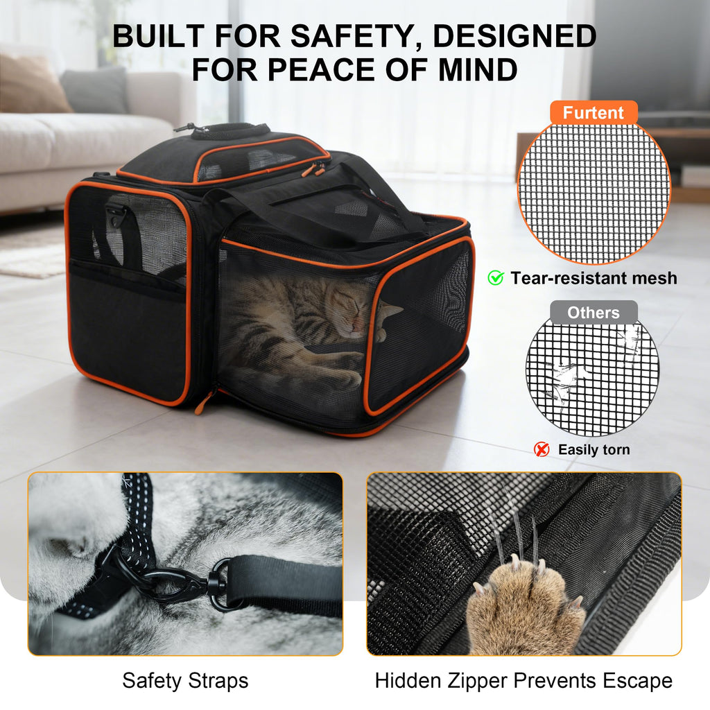 Expandable cat Carrier Soft Sided Airline Approved Pet Carrier Up to 12lbs