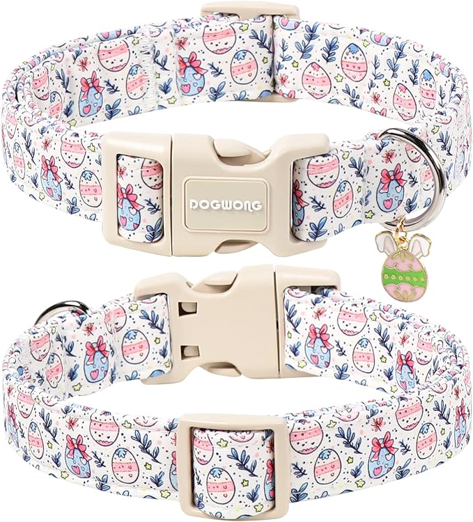 DOGWONG Cute Easter Egg Dog Collar, Adjustable Soft Egg Pet Collar for Small Medium Large Dogs,XL Visit the Elegant Little Tail Store