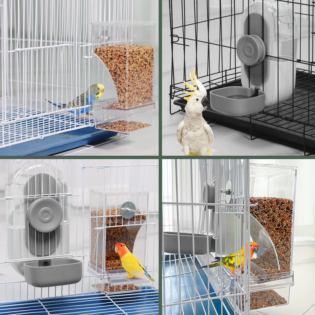Lemtrflo No Mess Bird Feeder Water Dispenser, Parrot Cage Automatic Feeders