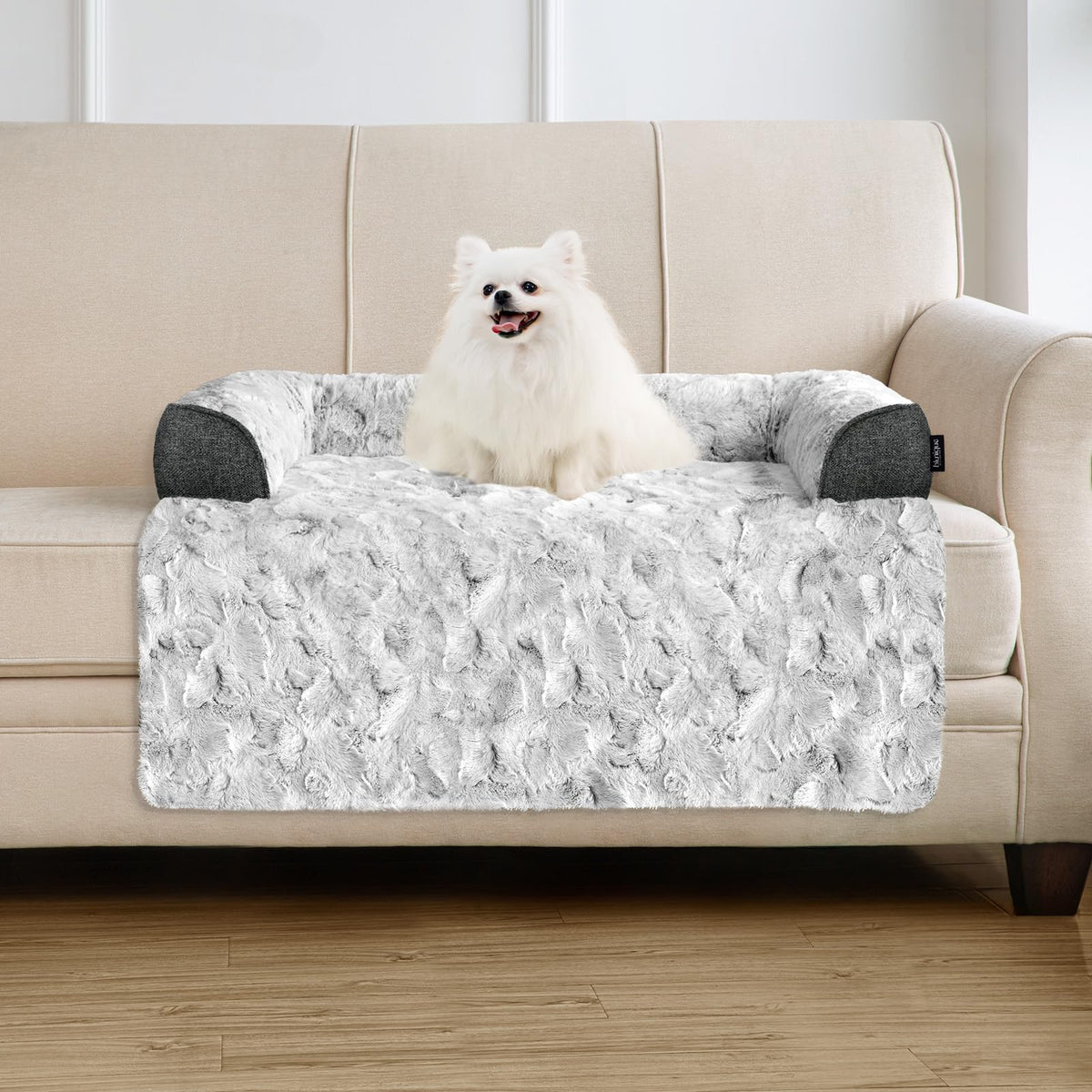 blunique Calming Dog Bed for Couch with Tie-Dye Pattern, 45x37 Inch, Blue