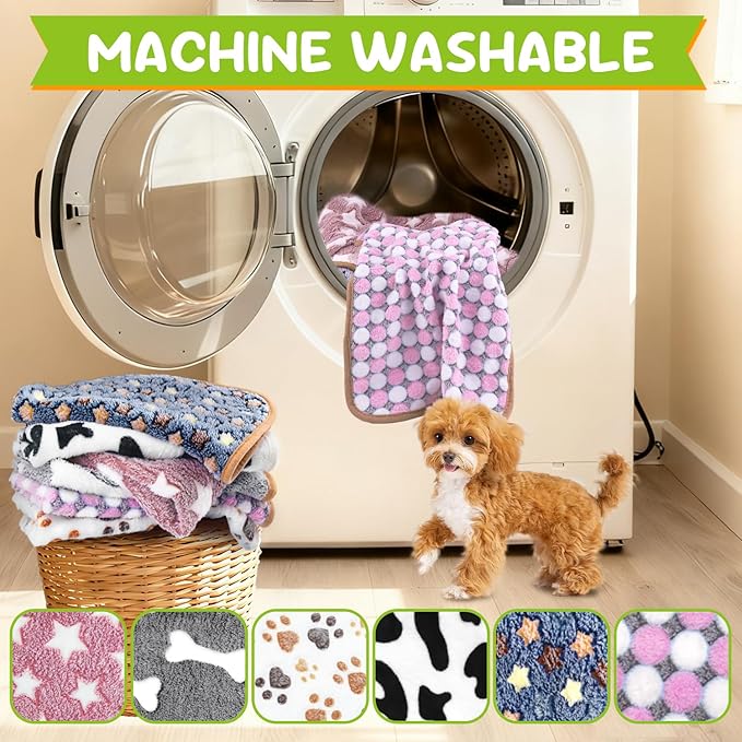 6 Pcs Dog Blanket Super Soft Pet Puppy Blankets Calming Blanket for Small, Medium Dogs Warm Sleep Mat Flannel Blanket for Dogs Puppy Cat (24"×16")