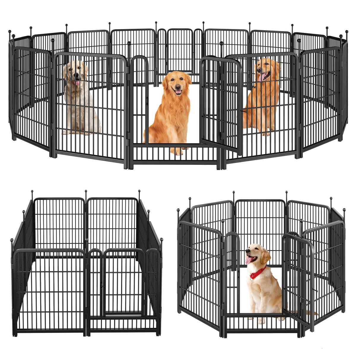 Dog Playpen,Portable Outdoor Dog Fence, Dog Playpen for Large/Medium/Small Dogs, Dog Fences for The Yard,with Doors Foldable Metal (32 inch, 40 Panels)