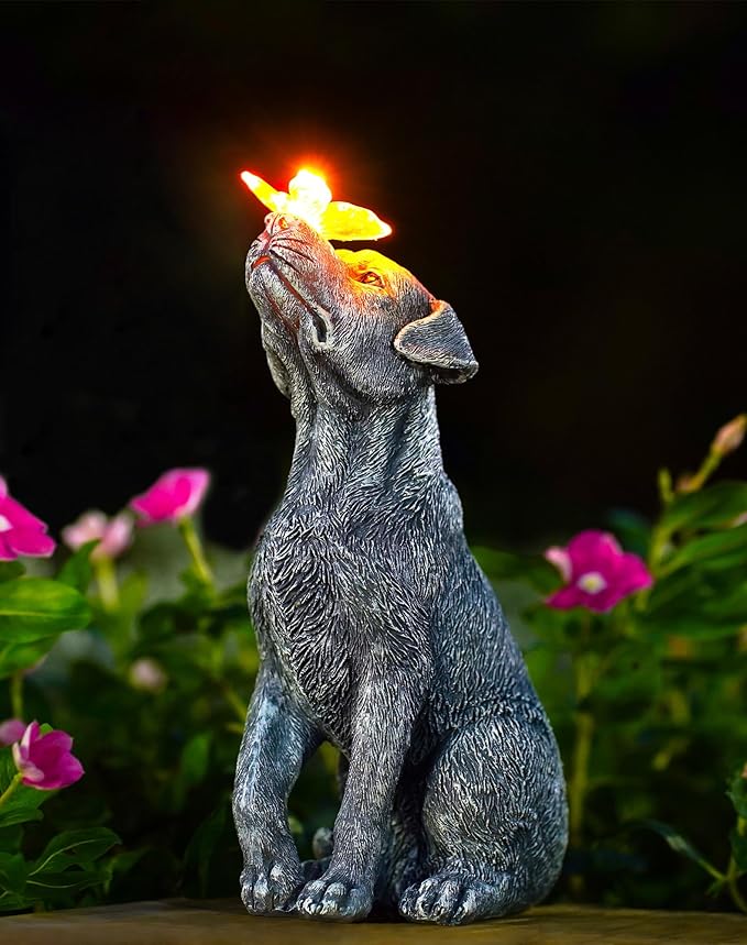 Goodeco Solar Sitting Gnome with LED Flower Light Garden Decor