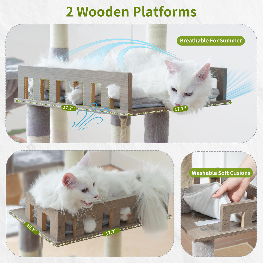 Gitelsnour Maine Coon Cat Tree, Heavy Duty Cat Tower for 20 lbs+, GCT033W