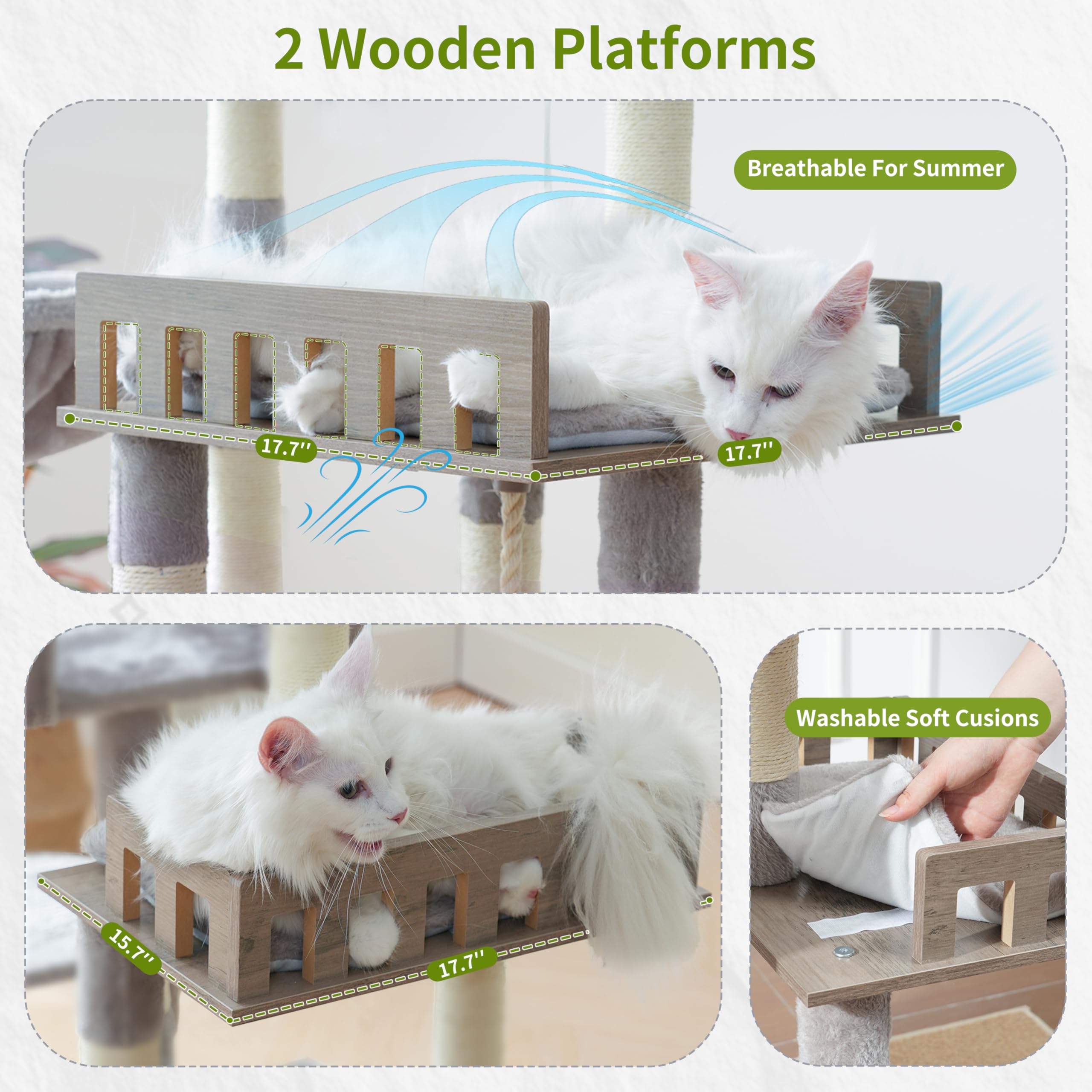 Gitelsnour Maine Coon Cat Tree, Heavy Duty Cat Tower for 20 lbs+, GCT033W