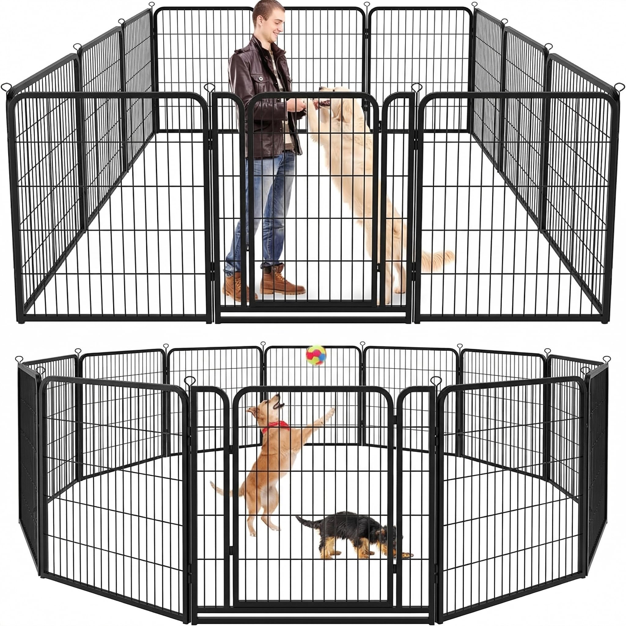 Kfvigoho Dog Playpen Outdoor Extra Wide 12 Panels Heavy Duty Dog Fence 47"