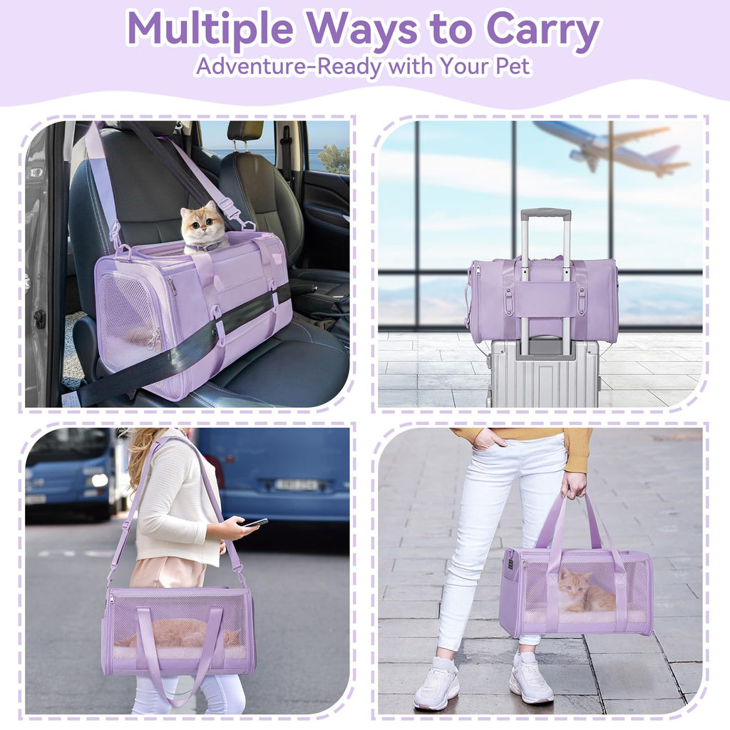 PETSFIT Cat Carrier Soft with Patented Safety Buckles, Safe for Car Travel