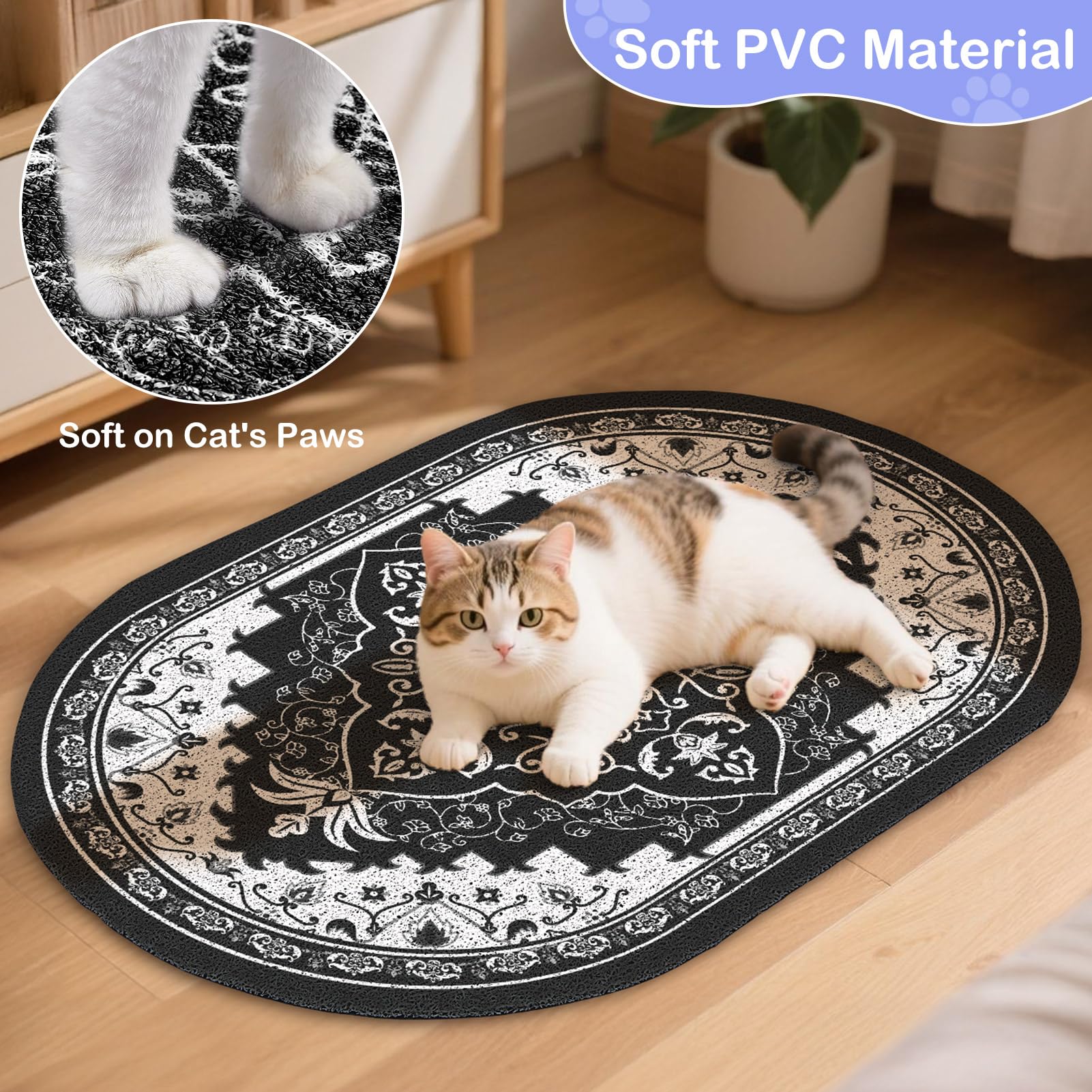 Bienbee Cat Litter Mat, 40" x 30" Dense Trapping Mesh for Litter Boxes