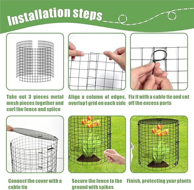 5 Packs Garden Plant Protectors from Animals,Metal Plant Cage,11.8"x 12.6"