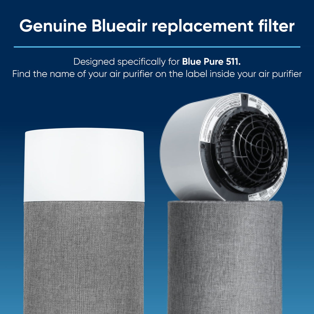 BLUEAIR Genuine Blue Pure 511 Replacement Filter for 511 Pure Air Purifiers - AHAM Certified, HEPASilent Dual Filtration, Removes 99.97% of Particles & Odors, Genuine Carbon Filter