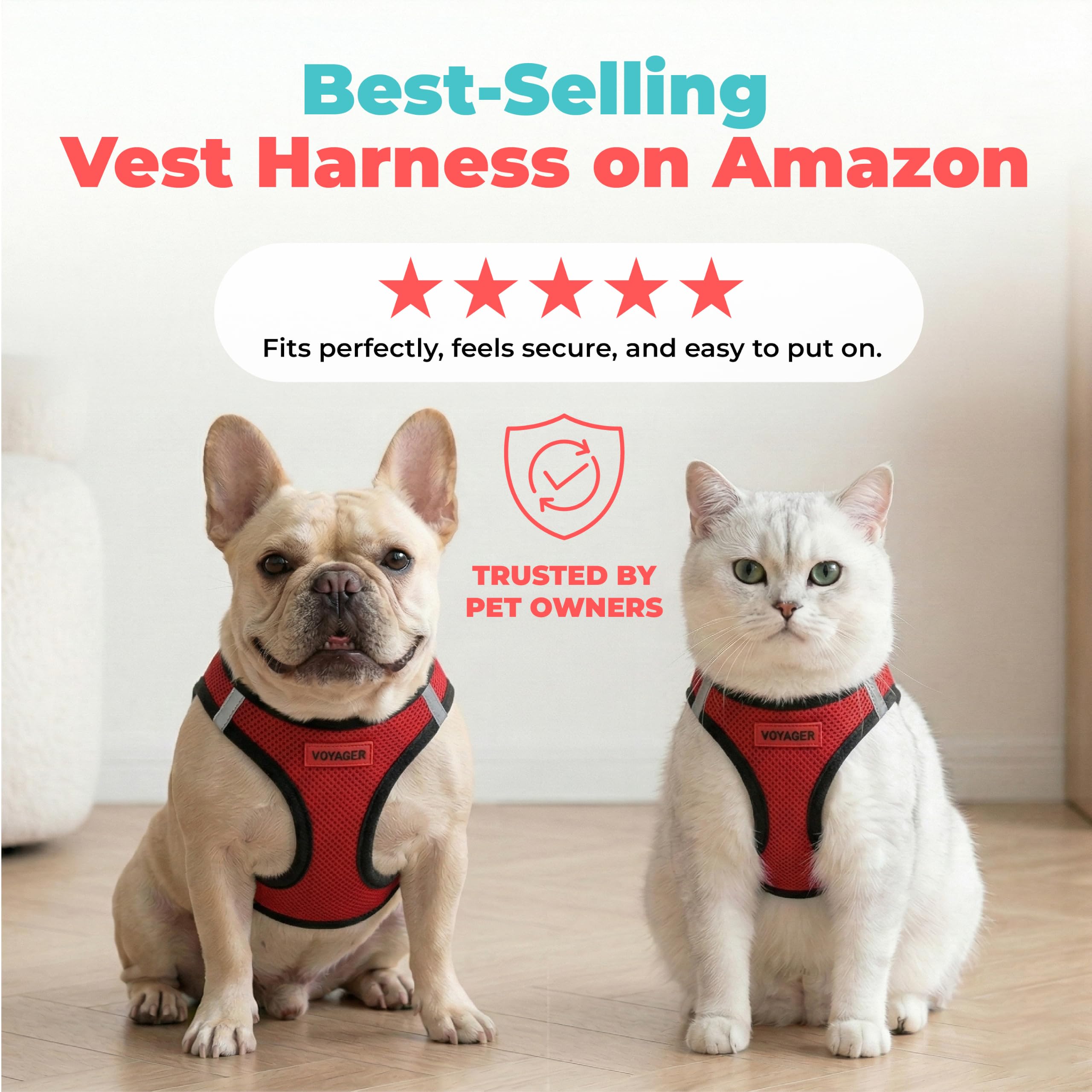 Voyager Step-in Air Dog Vest Harness - Red/Black Trim, Large