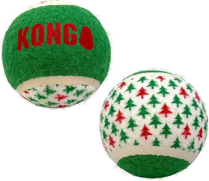 KONG Holiday Sport Balls 2-pk Assorted - for Large Dogs