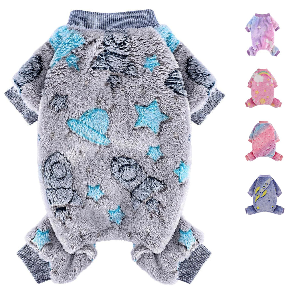 Fleece Dog Pajamas for Small Dogs Boy Warm Winter Dog Clothes Pjs Cute Extra Small Dogs Sweaters 4 Legs Puppy Jumpsuit Soft Puppy Onesies Pet Apparel Outfits for Chihuahua Yorkie Cat, Grey, XS