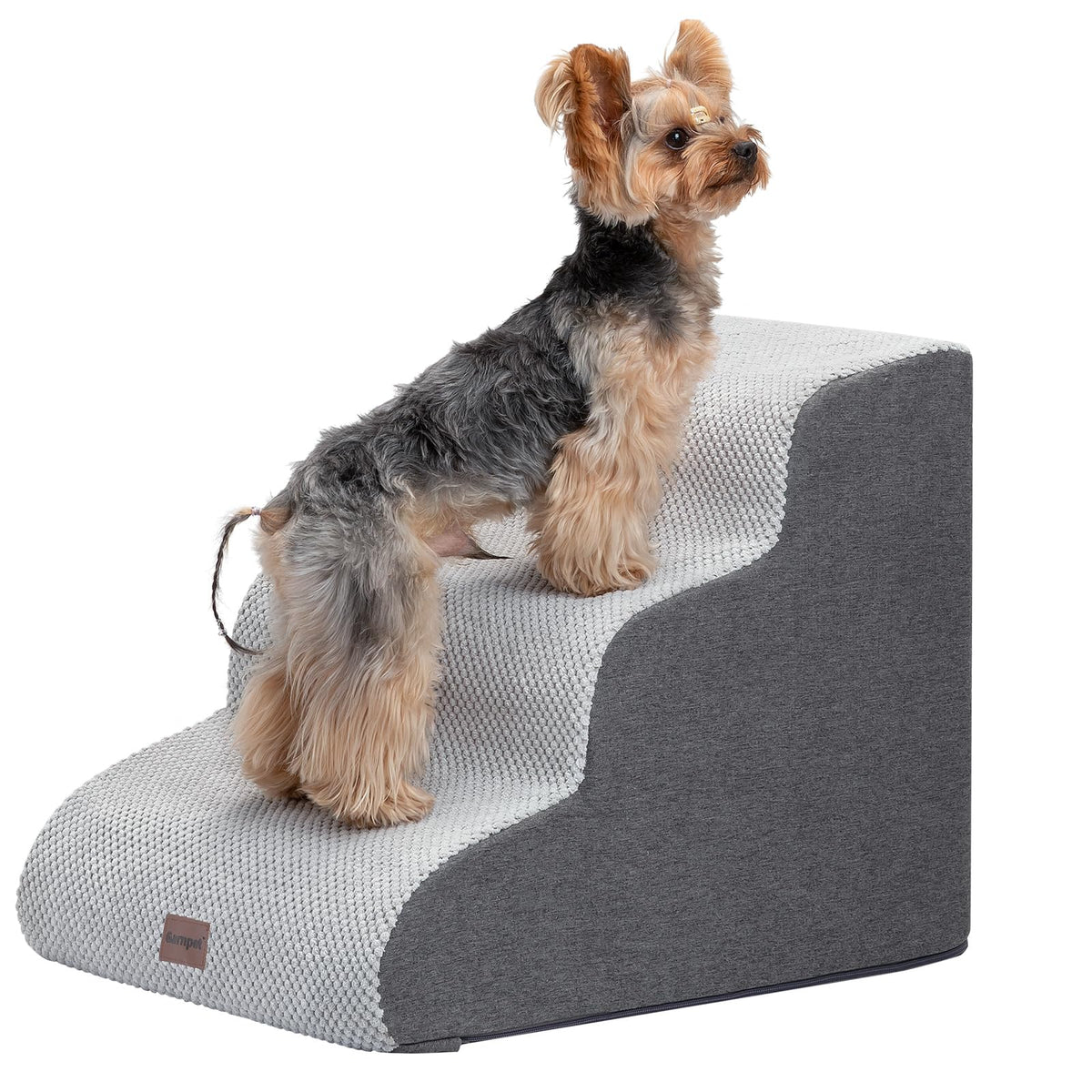 Garnpet Dog Stairs for High Beds, 4-Step Dog Steps for Small Dogs and Cats, Foldable Pet Stairs for High Bed Climbing, Non-Slip Balanced Pet Step Indoor, Light Grey