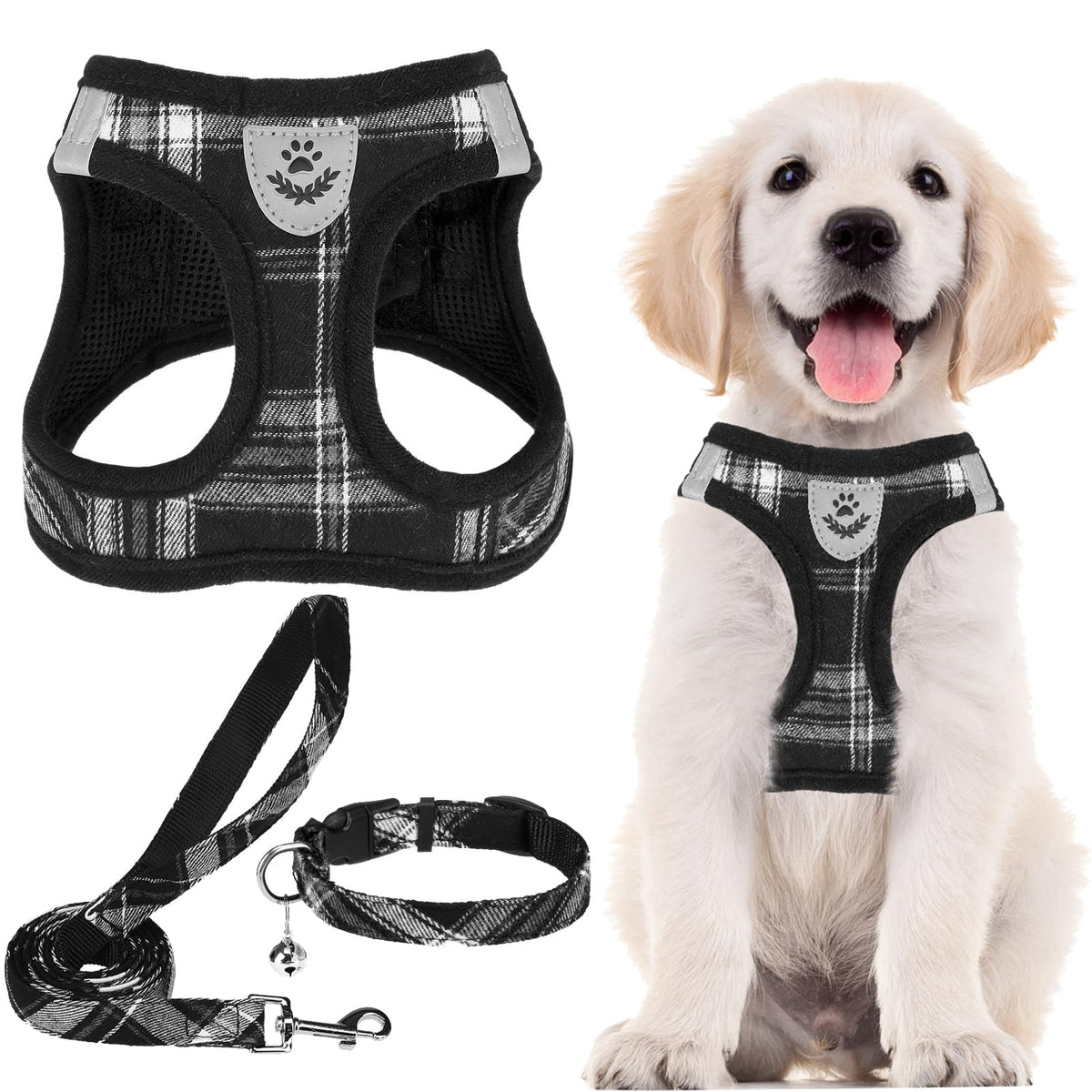 PUPTECK Dog Harness, Collar and Leash Set No Pull for Small Medium Sized