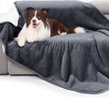 gogobunny Waterproof Bed Blanket, Reversible Sherpa Fleece Throw Blanket for Dog Puppy Cat, Furniture Cover Protects Bed Couch Sofa from Liquid Pee and Pet Fur (Dark Grey, 50x60 inches)