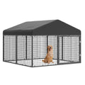 Petony Large Outdoor Dog Enclosure,Heavy Duty Dog Cage with Roof,Galvanized Steel Dog Kennel Fence with Double Safety Locks(79”W x 79”D)