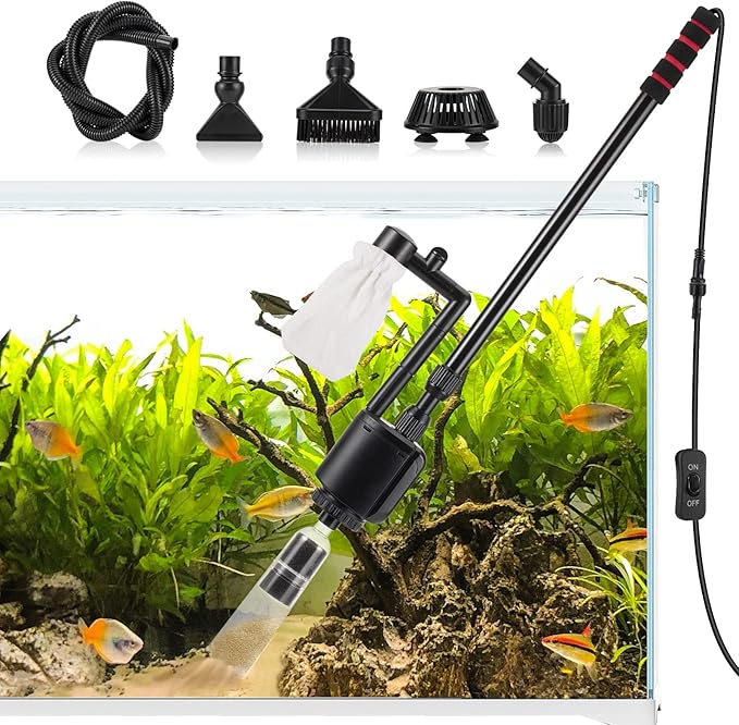 AQQA Aquarium Gravel Cleaner, 6-in-1 Fish Tanks Gravel Vacuum Cleaner Set