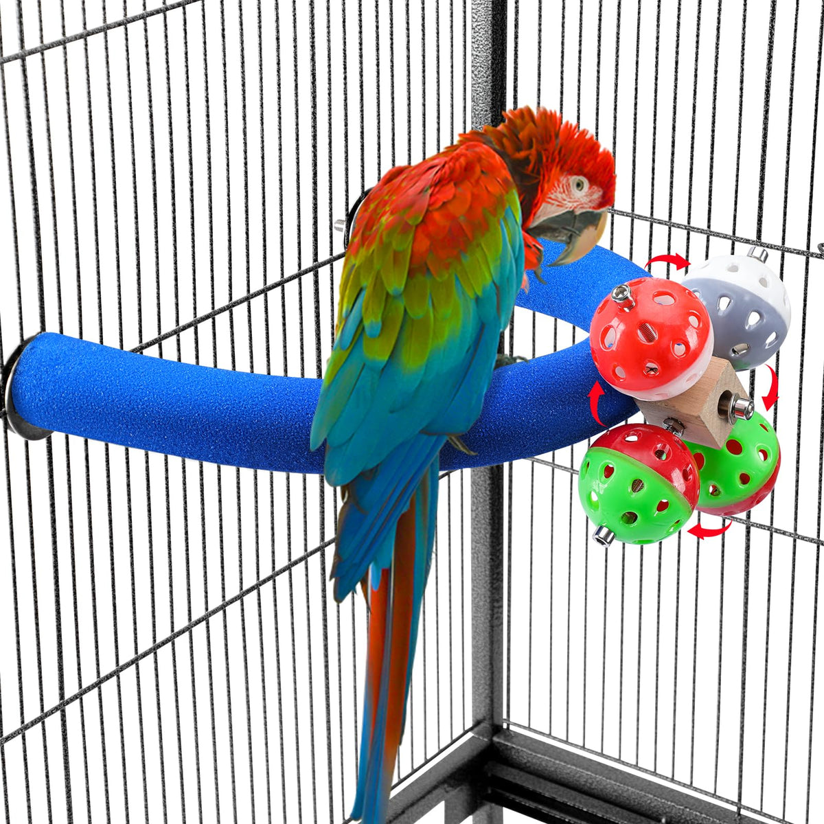 FrgKbTm U Shape Parrot Perch Stand Toy Bird Platform Sand Paw Grinding Clean Stick Exercise Conure Budgie Cockatiel Cage Accessories (Purple)