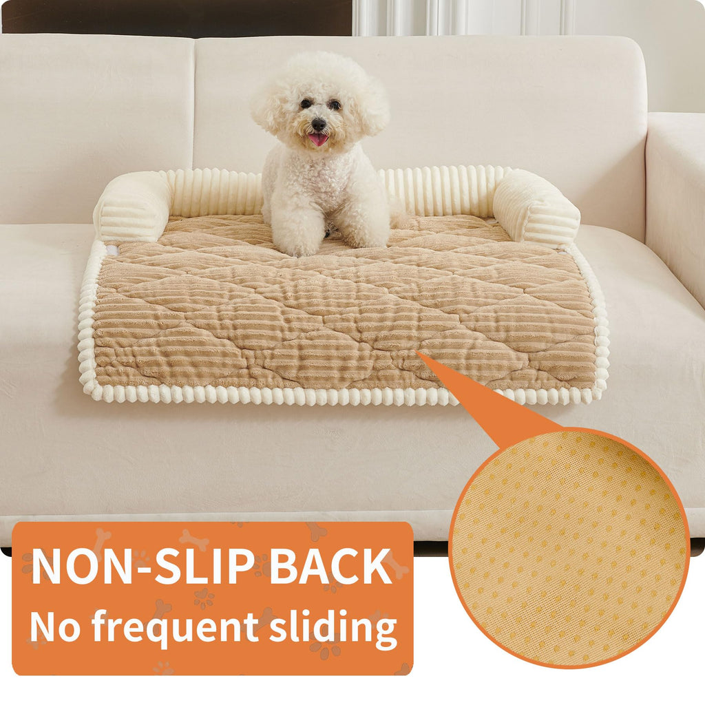 HAOMAIJIA Dog Couch Bed for Large Dogs, Non Slip Pet Couch Covers for Sofa Thick Soft Washable Dog Couch Cover Protector All Seasons Universal Dogs and Cats Bed Mat (Khaki, X-Large)