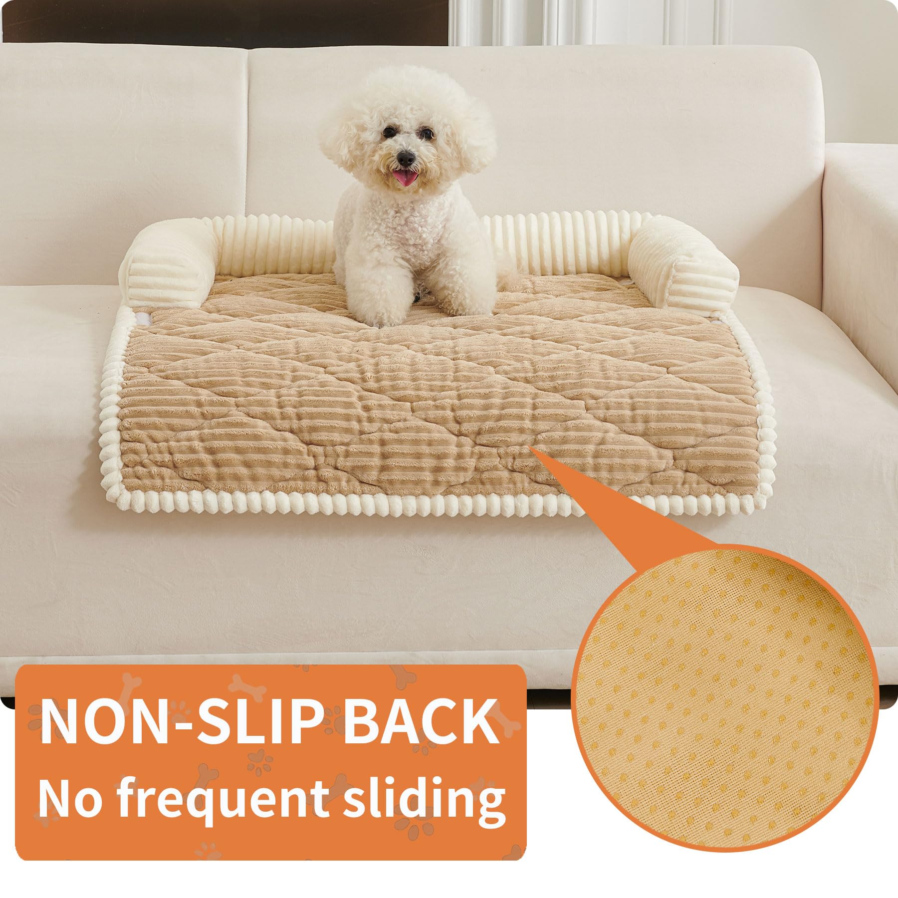 HAOMAIJIA Dog Couch Bed for Large Dogs, Non Slip Pet Couch Covers for Sofa Thick Soft Washable Dog Couch Cover Protector All Seasons Universal Dogs and Cats Bed Mat (Khaki, X-Large)