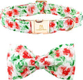 Lionheart glory Dog Collar Bow Collar Floral Dog Collar with Bow Tie Spring Summer Cute Collar Dog Boy or Girl Dog Collars Soft Durable Adjustable Dog Collars for Small Dogs