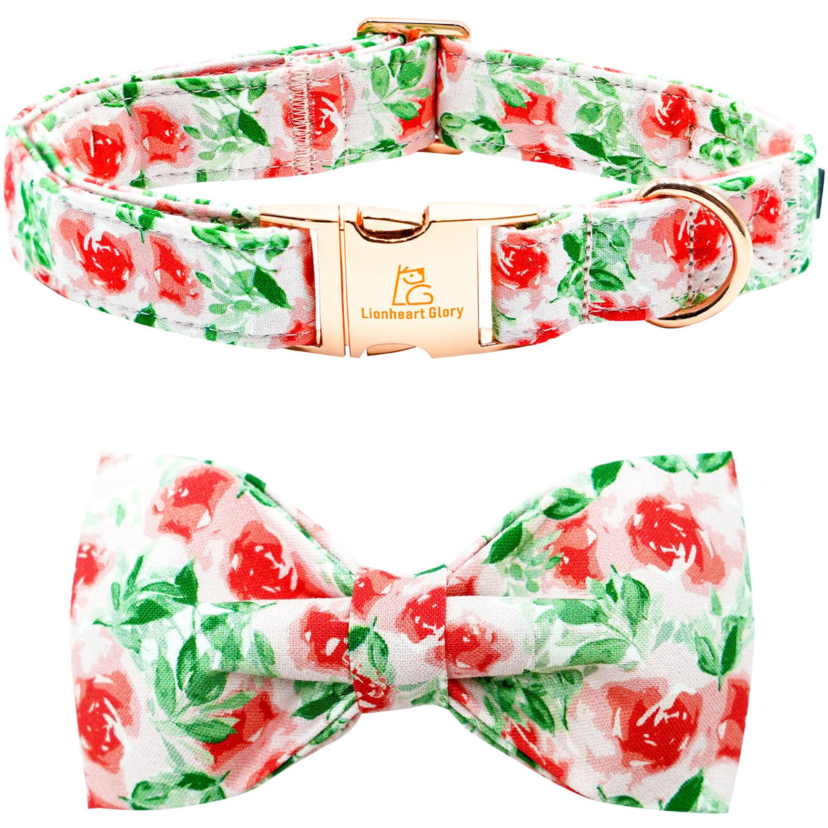 Lionheart glory Dog Bow Collar Valentine's Day Dog Collar for Medium Dogs, Hearts Dog Collars with Bowtie Spring Dog Collar Pet Collar Bows