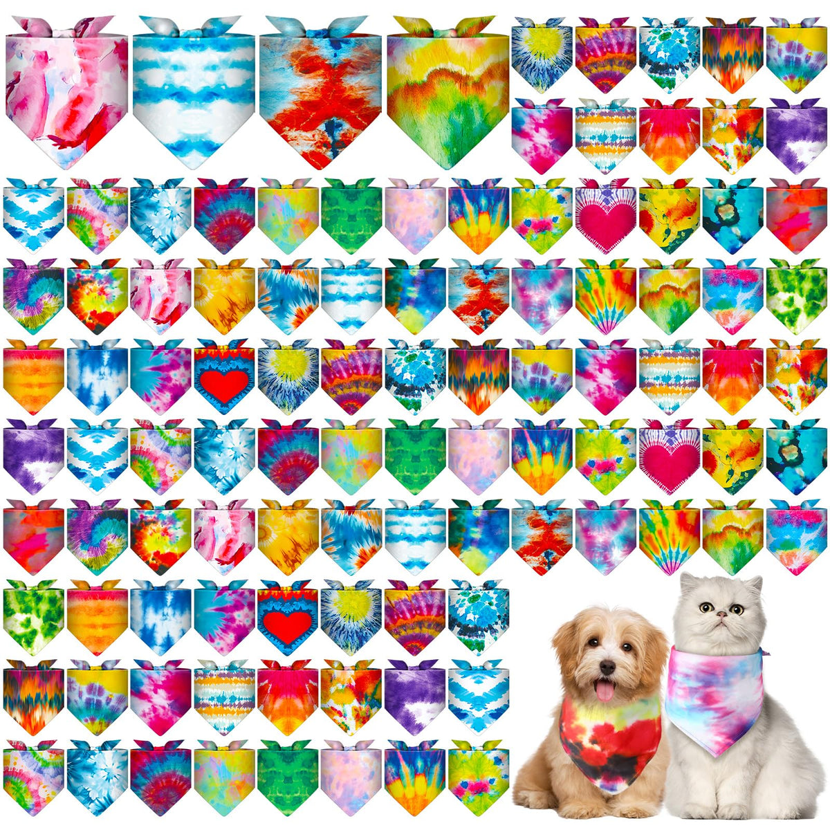 Amylove Halloween 120 Pcs Dog Bandana Bulk Pet Scarf Assorted, Cartoon