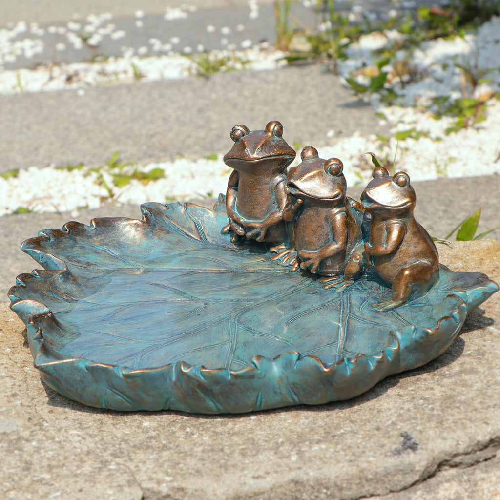 MUMTOP Bird Bath for Outdoors, Resin Garden Frogs Birdbath Bowl Yard Decor