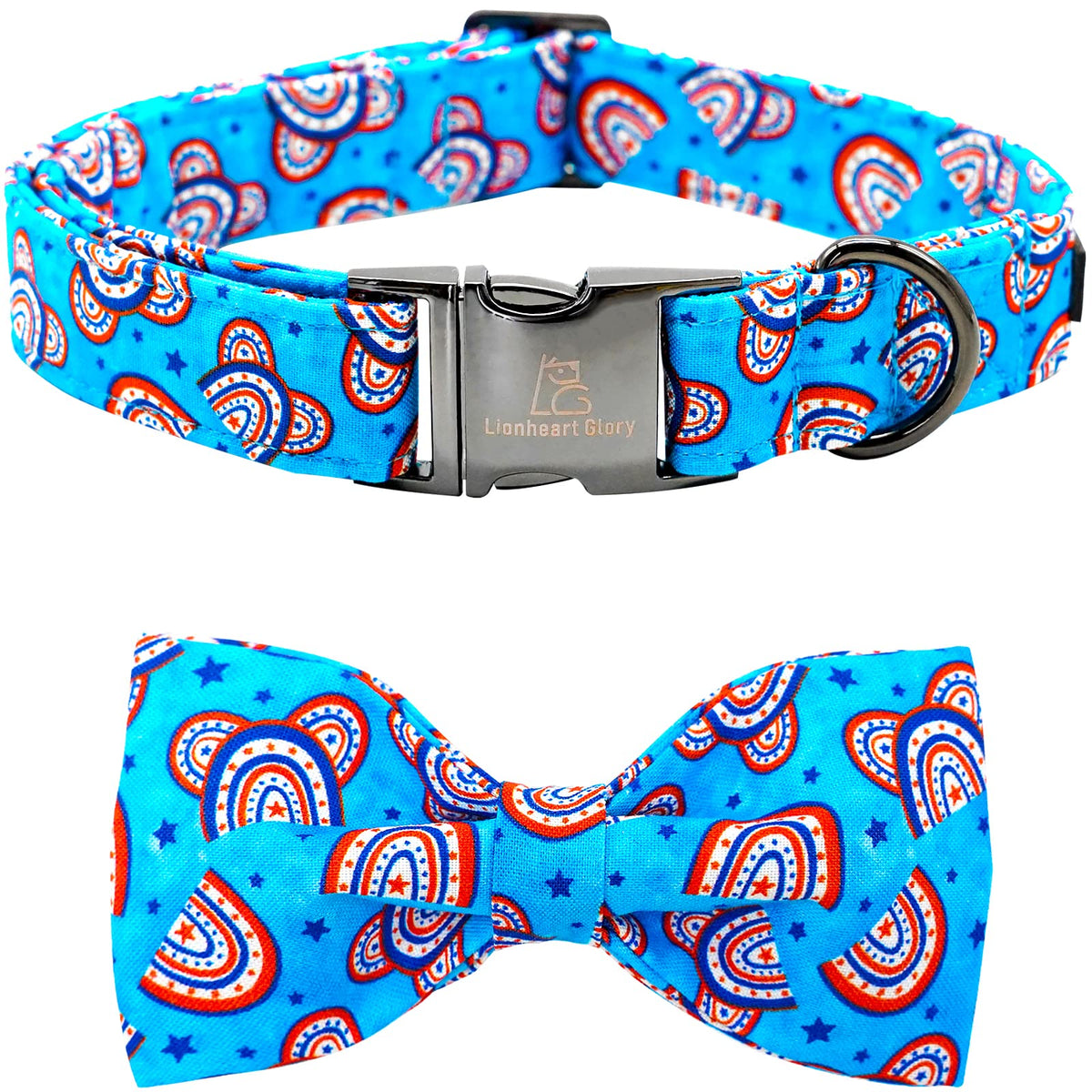 Lionheart glory Dog Bow Collar Blue and Black Plaid Dog Collar for X-Small Dogs,Boy Dog Collars with Bowtie Spring Summer Collars Soft Adjustable Pet Collar Bows