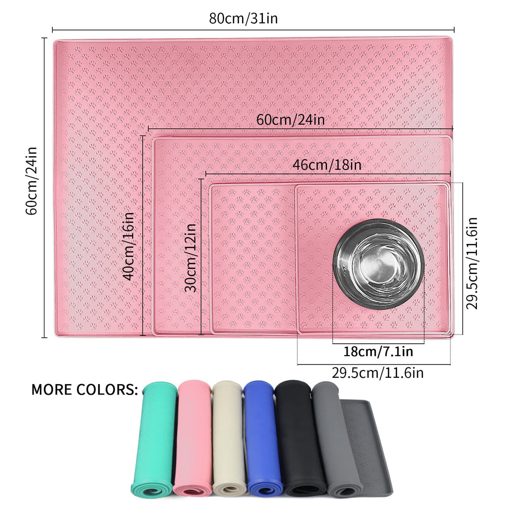Ptlom Pet Placemat for Dog and Cat, Mat for Prevent Food and Water Overflow, Suitable for Small, Medium and Big Pet 18" 12", Pink