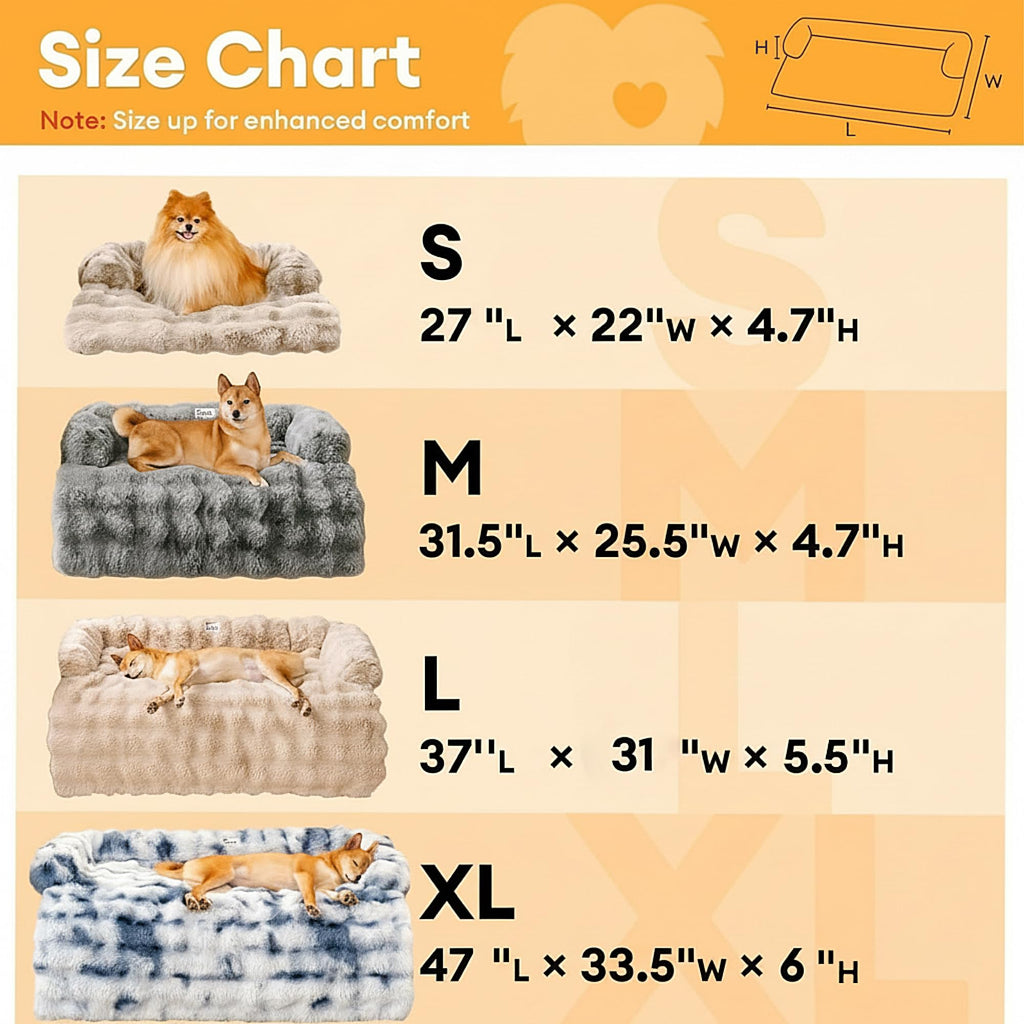 FUNNY FUZZY Dog Couch Bed, Luxurious Medium Pet Sofa Bed Cover Washable