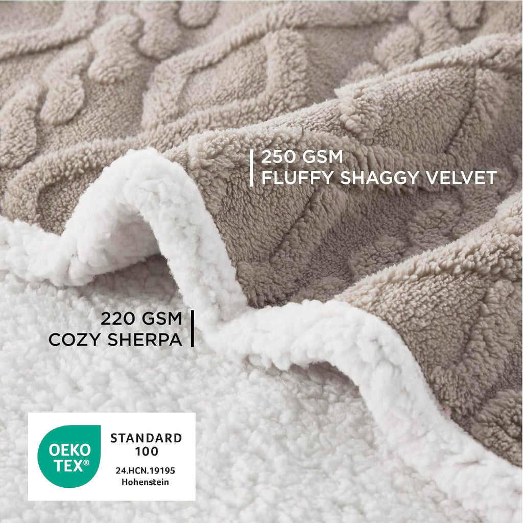 Bedsure Waterproof Dog Blankets for Bed - Pet Blanket for Bed Couch Protector Washable, Jacquard Coral Fleece Cat Throw Blanket, Soft Plush Reversible Furniture Protection, King, 86x108, Pale Oak