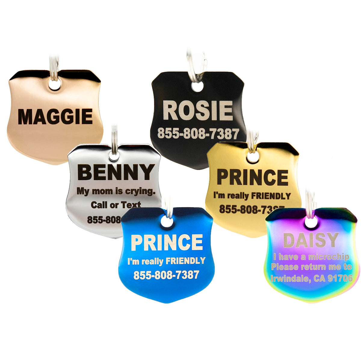 Engraved Dog Tags Personalized - Stainless Steel Engraved Dog Cat ID Tags Front & Back up to 8 Lines of Text Color Plating Gold, Rose Gold, Blue, Black, Nebula by PetANTastic