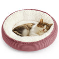 Love's cabin Round Donut Cat and Dog Cushion Bed, 20in Pet Bed for Cats or Small Dogs, Anti-Slip & Water-Resistant Bottom, Super Soft Durable Fabric Pet beds, Washable Luxury Bed Dusty Rose Stripe