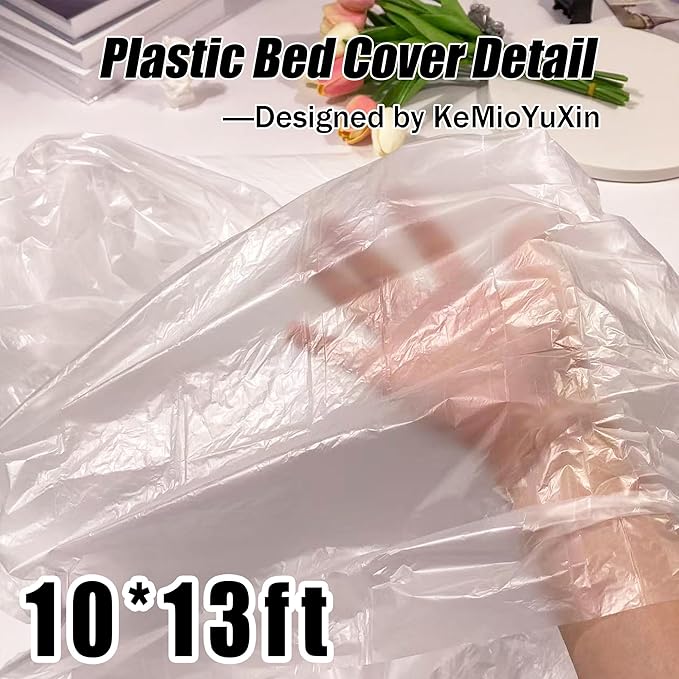 KeMioYuXin Plastic Bed Cover - Waterproof Furniture Sofa Couch Protector from Cat Full Extra Large King Queen Bed Storage Dust Cover for Moving