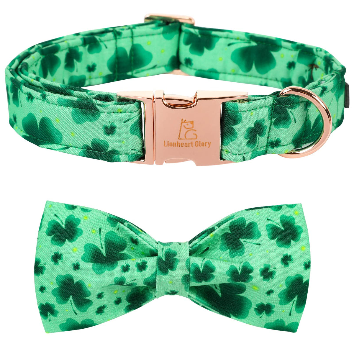 Lionheart Glory St. Patrick's Day Dog Collar, Dog Collar with Flower, Cute Floral Pattern Pet Collars Adjustable Pet Collars for Large Dogs
