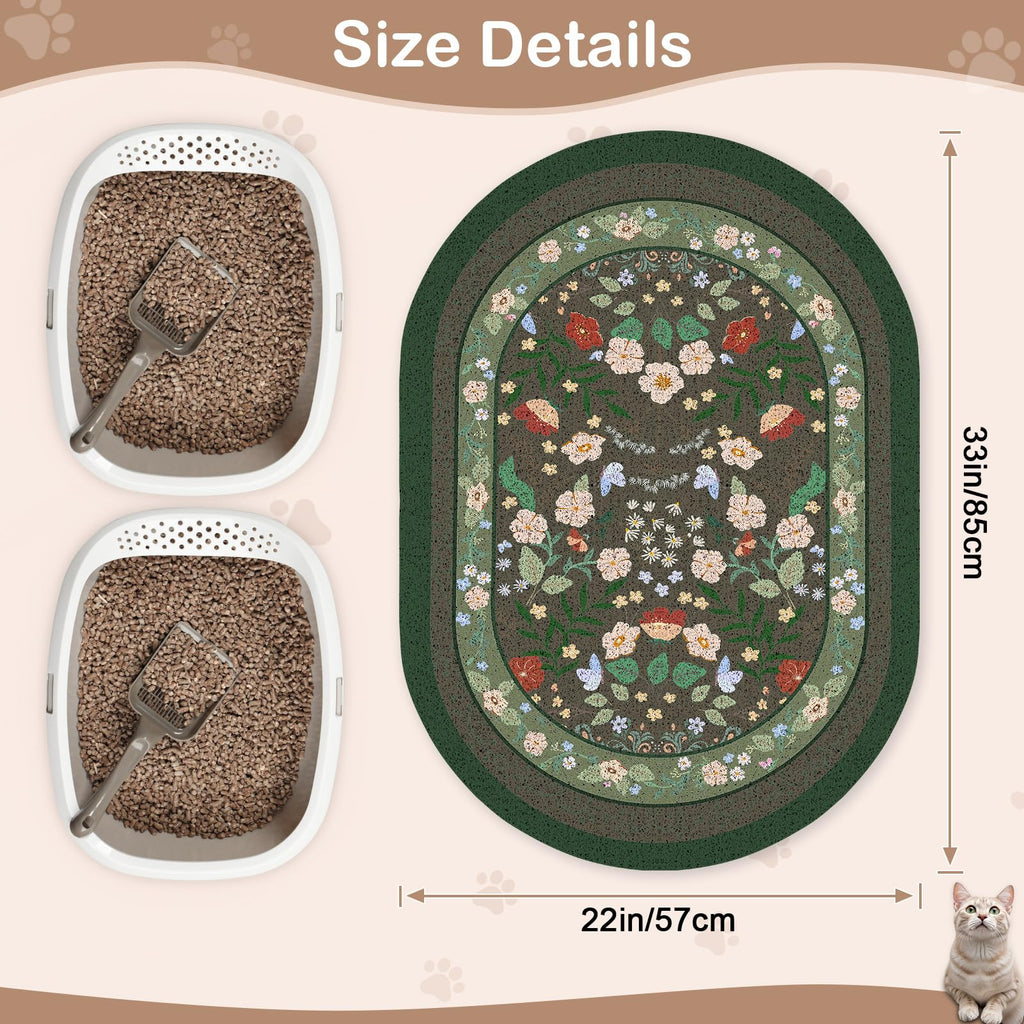 Bienbee Cat Litter Mat, 33" x 22" Dense Trapping Mesh for Litter Boxes