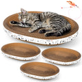 Romohom 3 Pack Oval Cardboard Cat Scratcher & Lounger Bed, High-Density Cat Scratching Board & Lounge Bed, Ergonomic Scratch Pads for Indoor Cats Claws Care, Furniture Couch Protector from Cat Claws