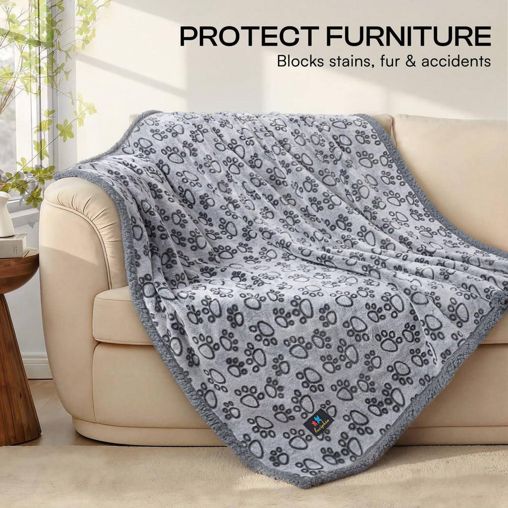 Luciphia Waterproof Dog Blanket Reversible Sherpa Fleece for Large Dogs Cat